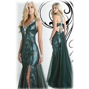 Xcite Snakeskin Sequin Prom Dress 30234 Black Multi